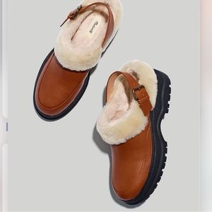 Madewell The Shearling Sigrid Slingback Mule Brown sz 9.5